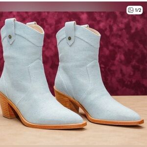 7 For All Mankind Light Blue Ankle Booties